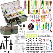 3 Layers Fishing Tackle Box with Tackle Included, 475 Pcs Fishing Lures Kit,I...