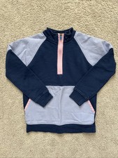 Hanna Andersson Girls 140 US 10 Purple Pink Colorblock Quarter Zip Sweatshirt