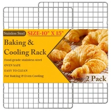 2PCS Cooling Racks for Cooking and Baking - 10" x 15"Heavy Duty Stainless Steel
