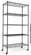 Storage Shelves Organizer - 5 Tier Metal Shelf Organizer with Metal Wheels an...