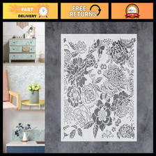 Large Floral Peonies Wall Stencil 16x16" - Allover Pattern for Home Decor  Furn