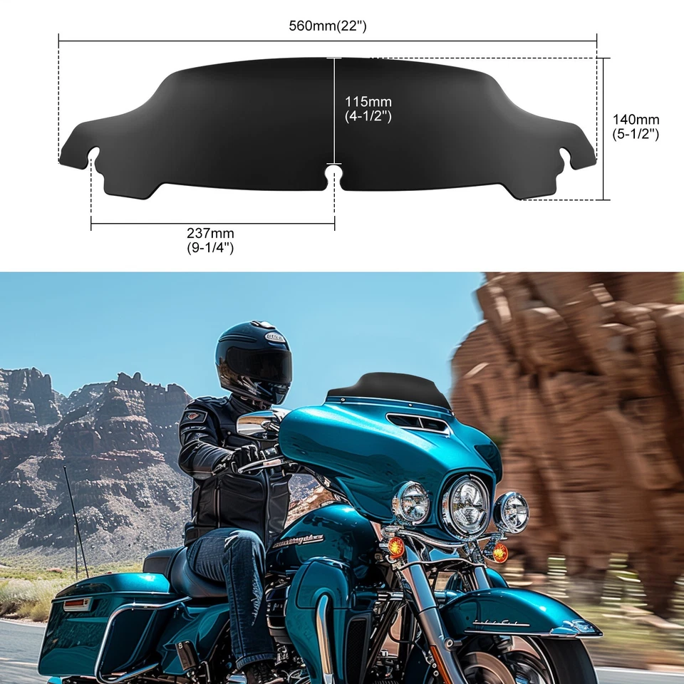 Pára-brisa 4" 7" 9" Wave para-Harley Touring Tri Glide 2014-2023 - Imagem 2 de 4