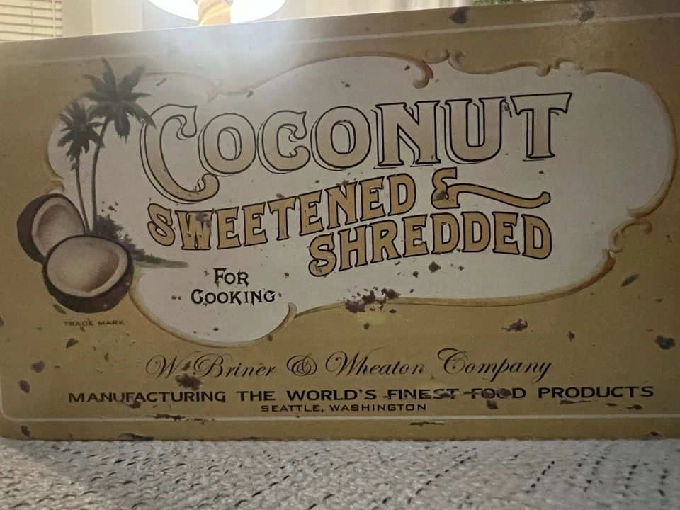 Coconut Sweetened Tin distressed collectible modern reproduction tin - Image 3 of 4