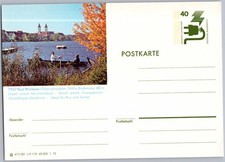 Bad Waldsee 1975, lake view with rowing boat, picture postcard, postal stationery