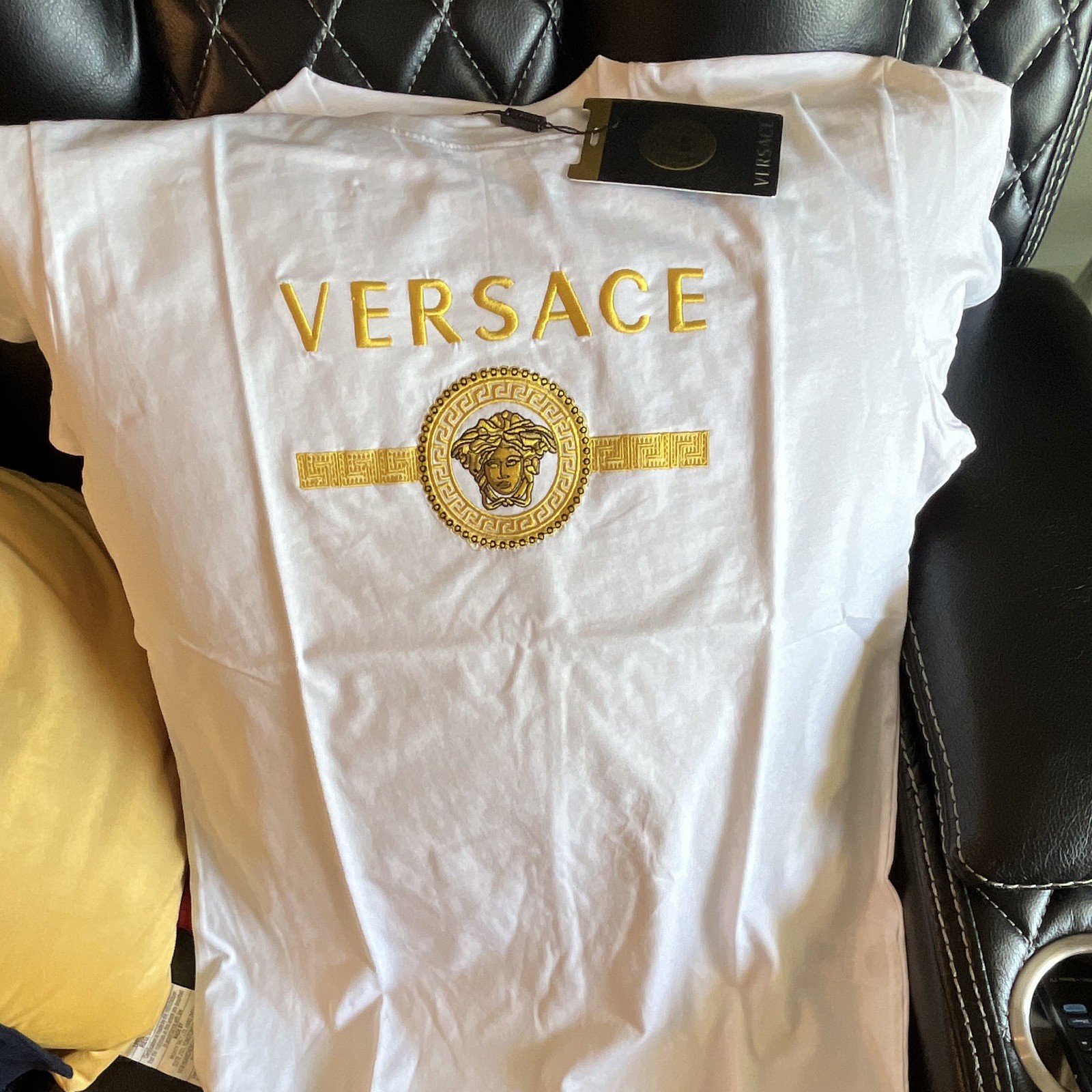 Versace Medusa Logo White/Gold Graphic Print Crew Neck T-Shirt Men’s M