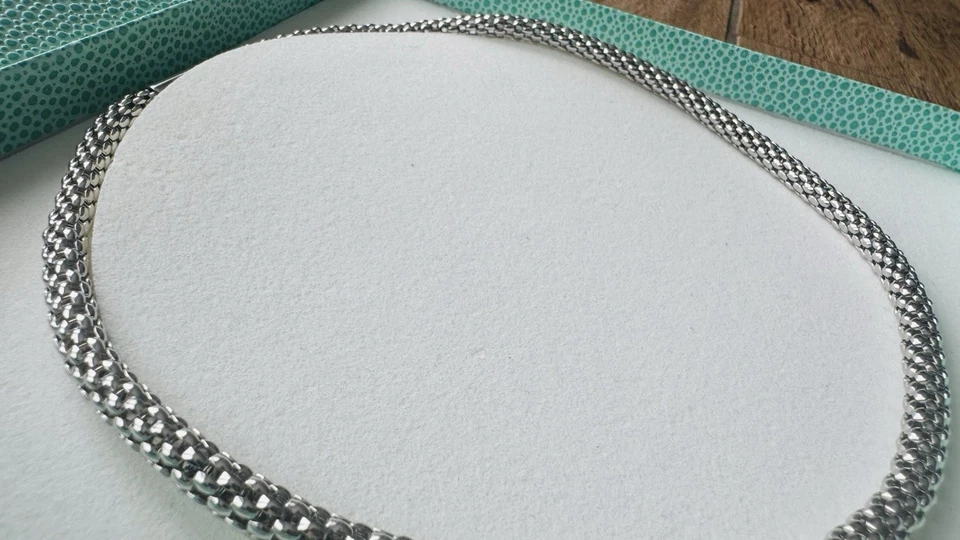 Collana Pierre Lang lampone catenina rotonda 43 cm argento RH come nuova - Immagine 2 di 3