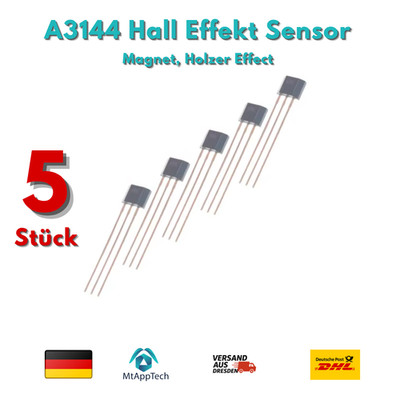 5x Hall Effekt Sensor | A3144 | Magnet,Holzer Effect