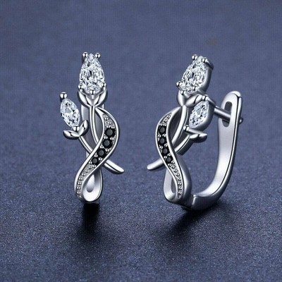 Pear Cut Fancy Women Hoop Earring 2Ct Simulated Diamond 14k White Gold Plated