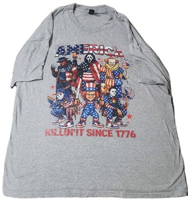   Gildan America Killin It Since 1776 Horror Shirt Jason Freddy Adult 2XL 31x25
