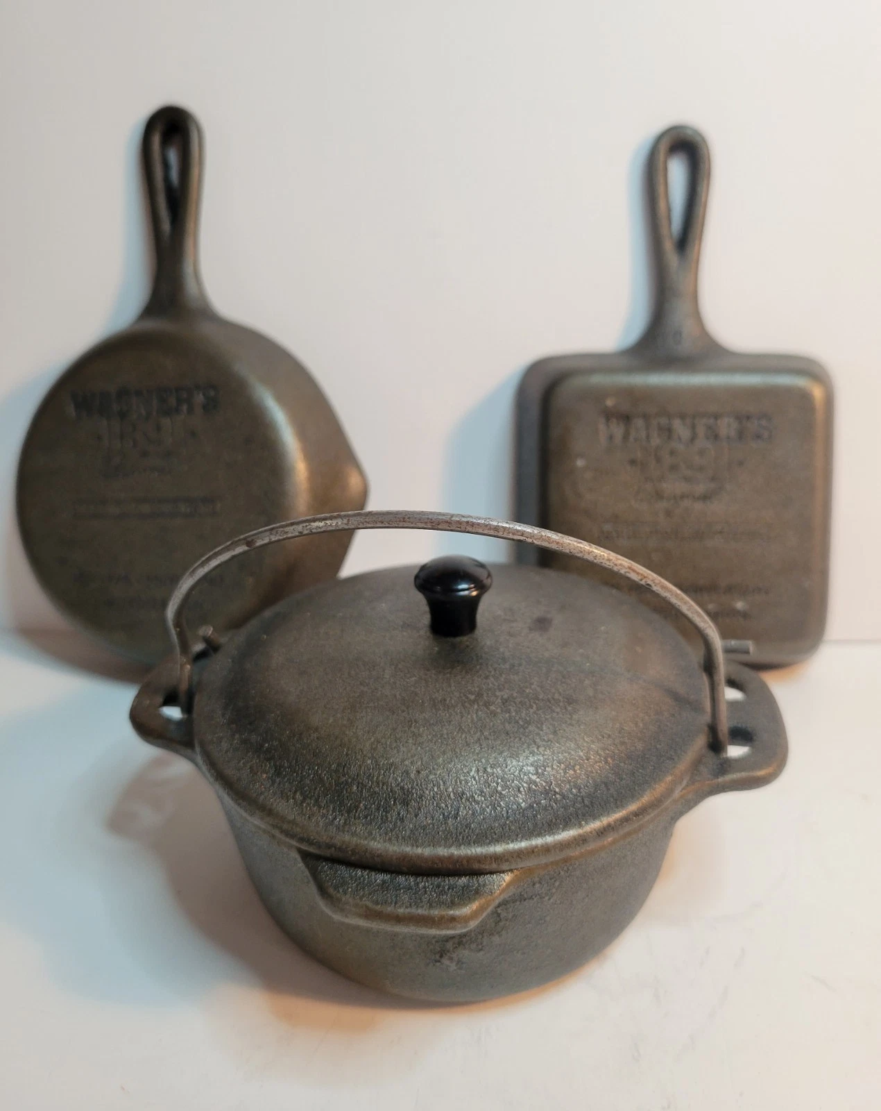 Wagner's 100th Anniversary Mini Cast Iron Skillets & Dutch Oven