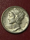 RARE ONE !  FULL SPLIT BANDS [FSB] 1942 P Mercury SILVER Dime GREAT LUSTEOUS BU!