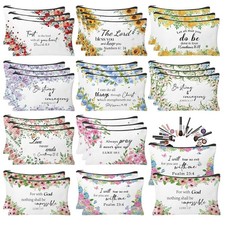 30Pcs Christian Makeup Bag Christian Gifts for Women Inspirational Bible Vers...