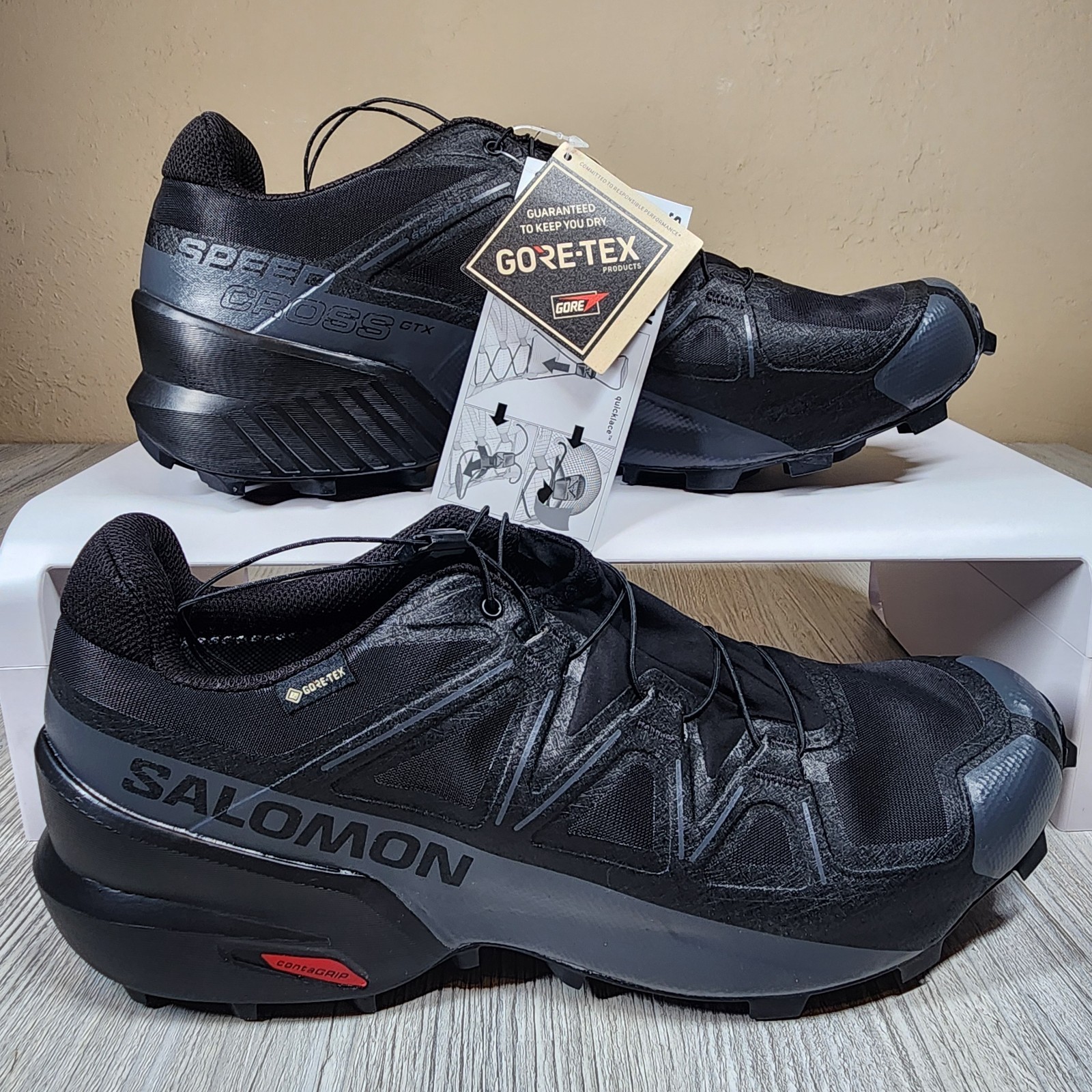 Scarpe da trekking Salomon Speedcross 5 Gore Tex nero grigio uomo taglia 13 nuove
