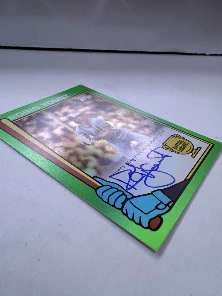 2024 Topps Archives Batting Leaders Robin Yount Auto Sp verde/99 refractor de lámina Foto 3 de 4