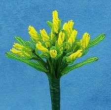 Vintage French Glass Beaded Yellow Rose Bud Flower Bouquet