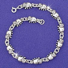 Sterling Silver 925 3-D Elephant Link Bracelet