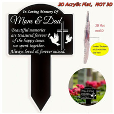 Acrylic Memorial Stake Cemetery Grave Plaque Acrylic Stake for Mom  Dad 8"x5"