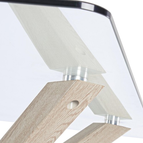 TAVOLO RETTANGOLARE MAY 160X90 PRANZO DESIGN SOGGIORNO VETRO E ACCIAIO LEGNO - Foto 2 di 5
