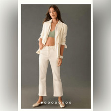 Anthropologie The Yaya Mid-Rise Crop Flare Jeans by Pilcro Size 34 Tall