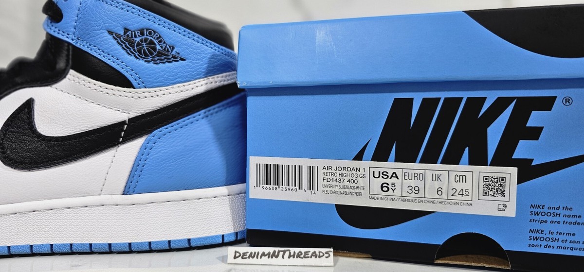 Nike Air Jordan 1 Retro High OG University Blue UNC Toe Size Nike Air Jordan 1 Retro High OG University Blue UNC Toe Size