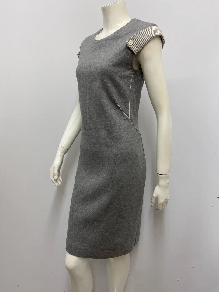 Les Copains Mujer 42/44 Gris Algodón/Nylon Ligero Vestido Chaqueta Traje Conjunto Usado en Excelente Condición Foto 3 de 4