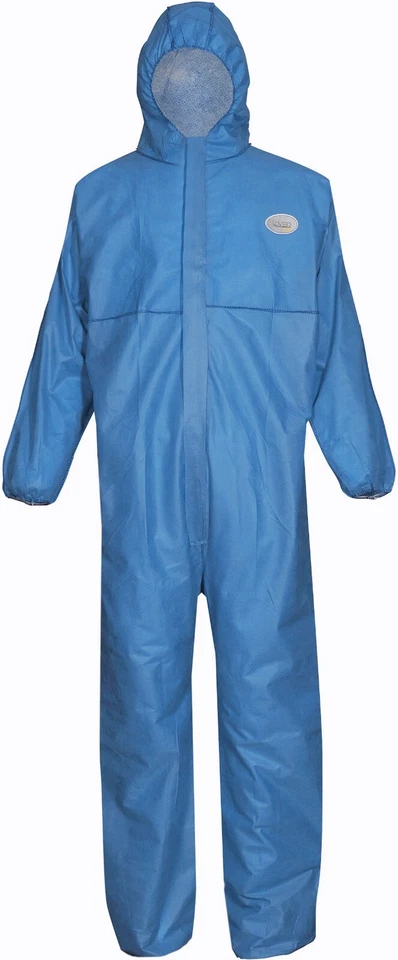 50 Stück, Einweg-Overall, PSA Kategorie 3 Typ 5/6, Asbest, blau, Größe XXL, SMS - Bild 1 von 1