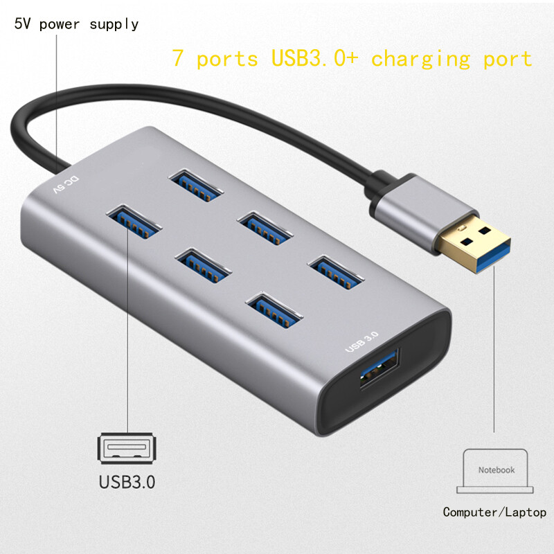 7-in-1 USB 3.0 Hub Adapter with Extension Cable & Dock Station