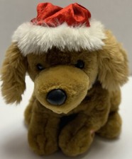 Canine Crooners Animated Singing Brown Plush Santa Dog 10  Wish Merry Christmas