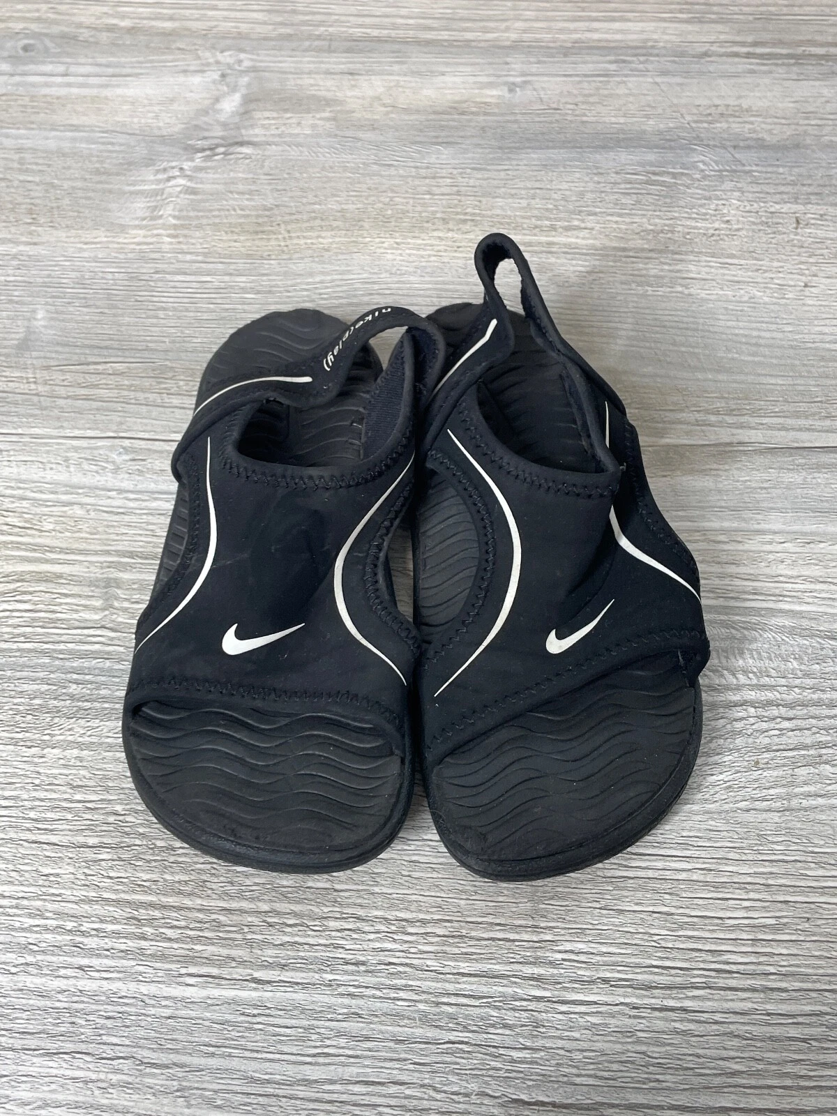 Nike Swoosh nero slingback acqua spandex sandalo bambino taglia 10 EU 27