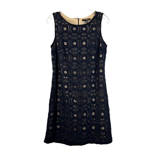 Sharagano Lace Sheath Dress Women Navy Sleeveless Modest Lined Scalloped  Hem | eBay