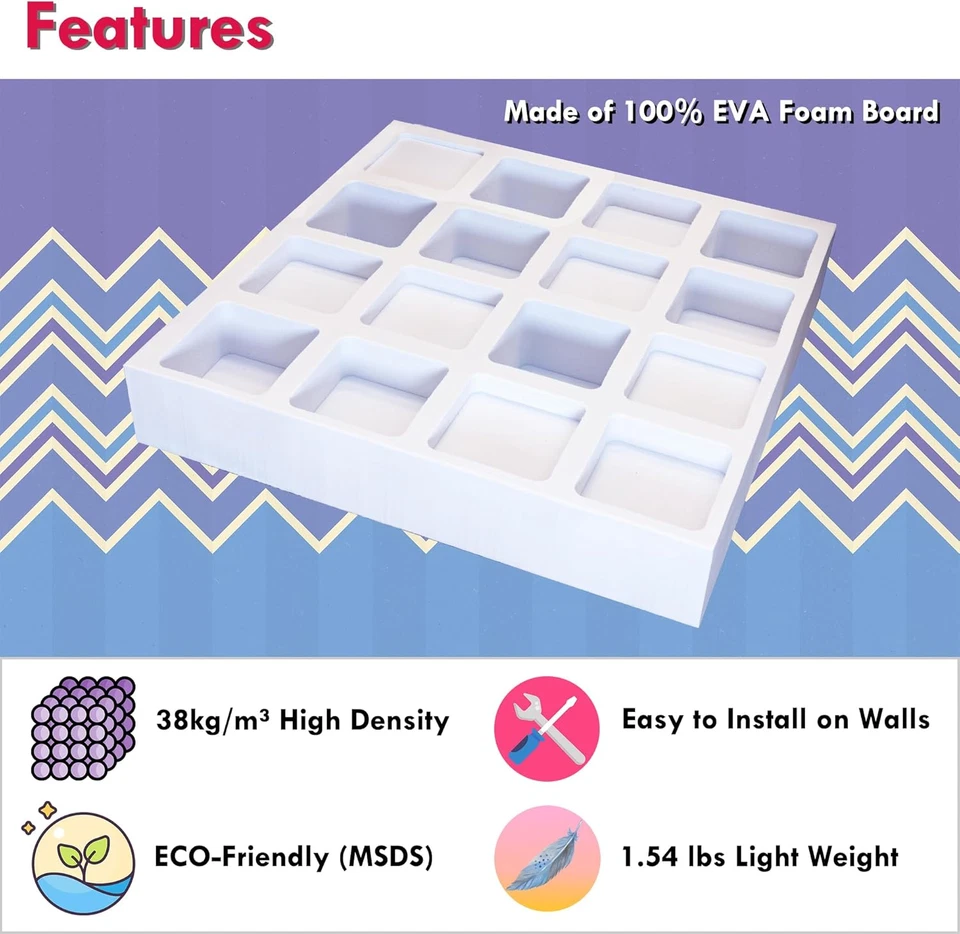 4 piezas difusores acústicos EVA 12"X12"X2" (total 24"X24"X2"), sonido estilo gofre di Foto 3 de 4