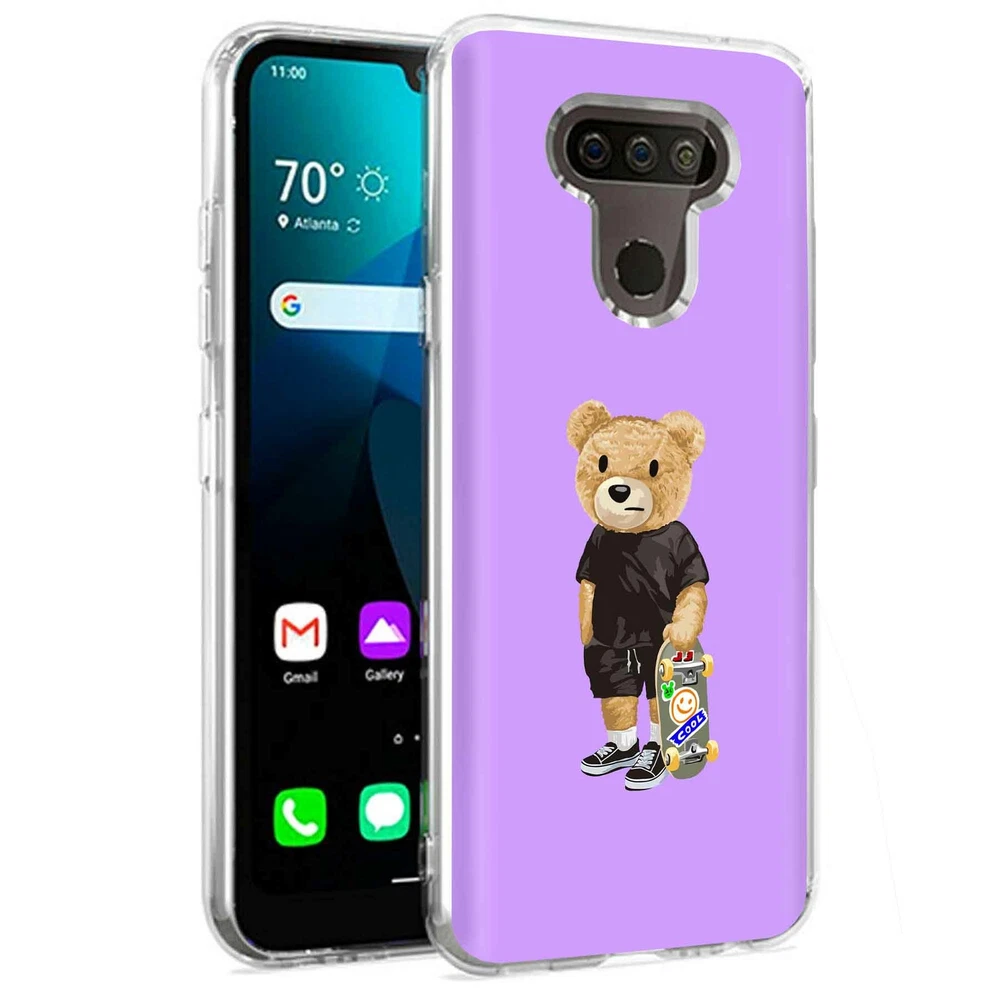 Phone Case for LG Harmony 4,Premier Pro Plus,K41, Skateboard Teddy Print
