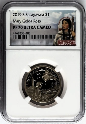 2019 S PROOF SACAGAWEA DOLLAR $1 MARY GOLDA ROSS NGC PF70 NATIVE AMERICAN LABEL