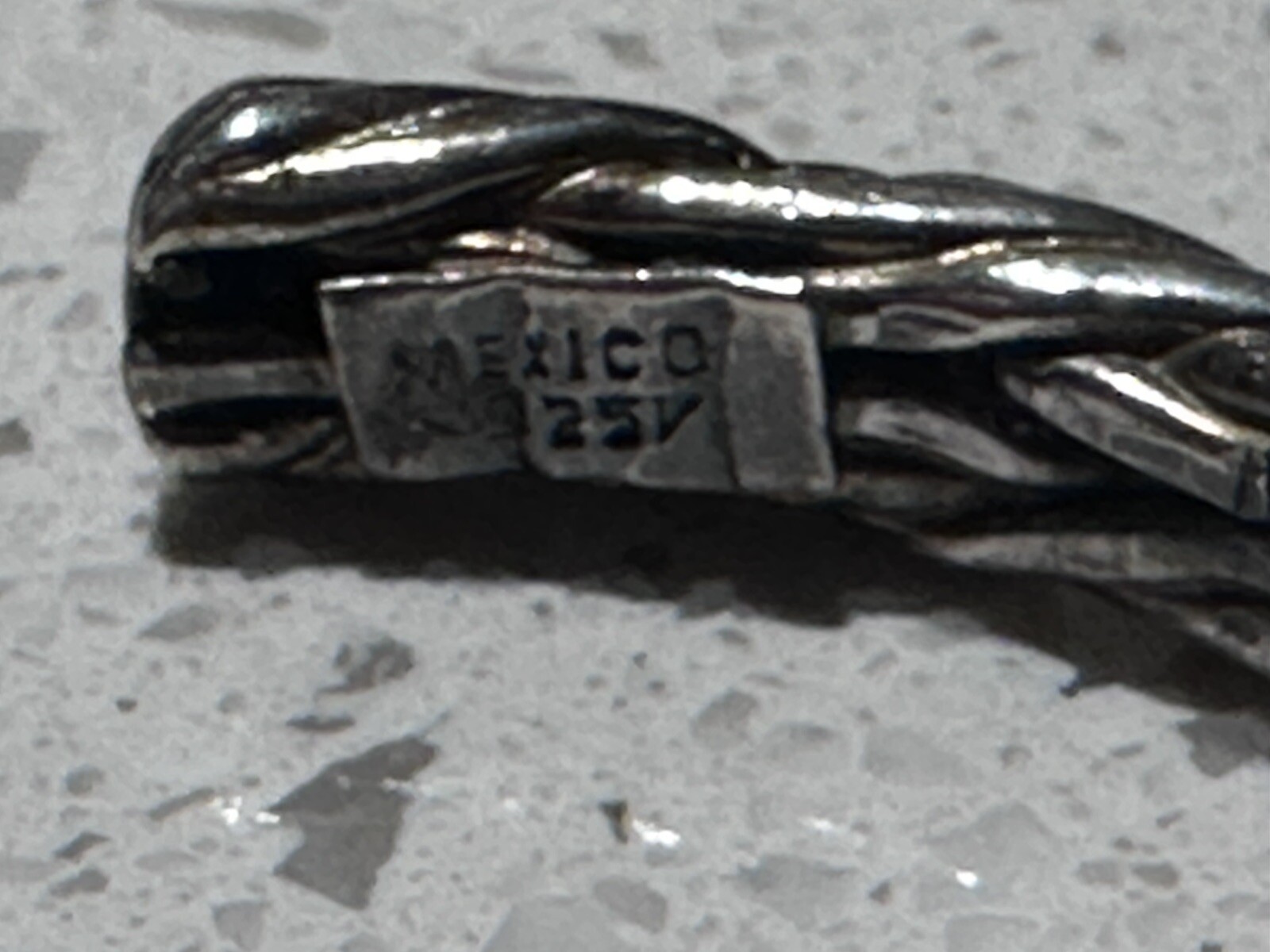 Real Solid 925 Sterling Silver Braided Cuff - Vin… - image 3