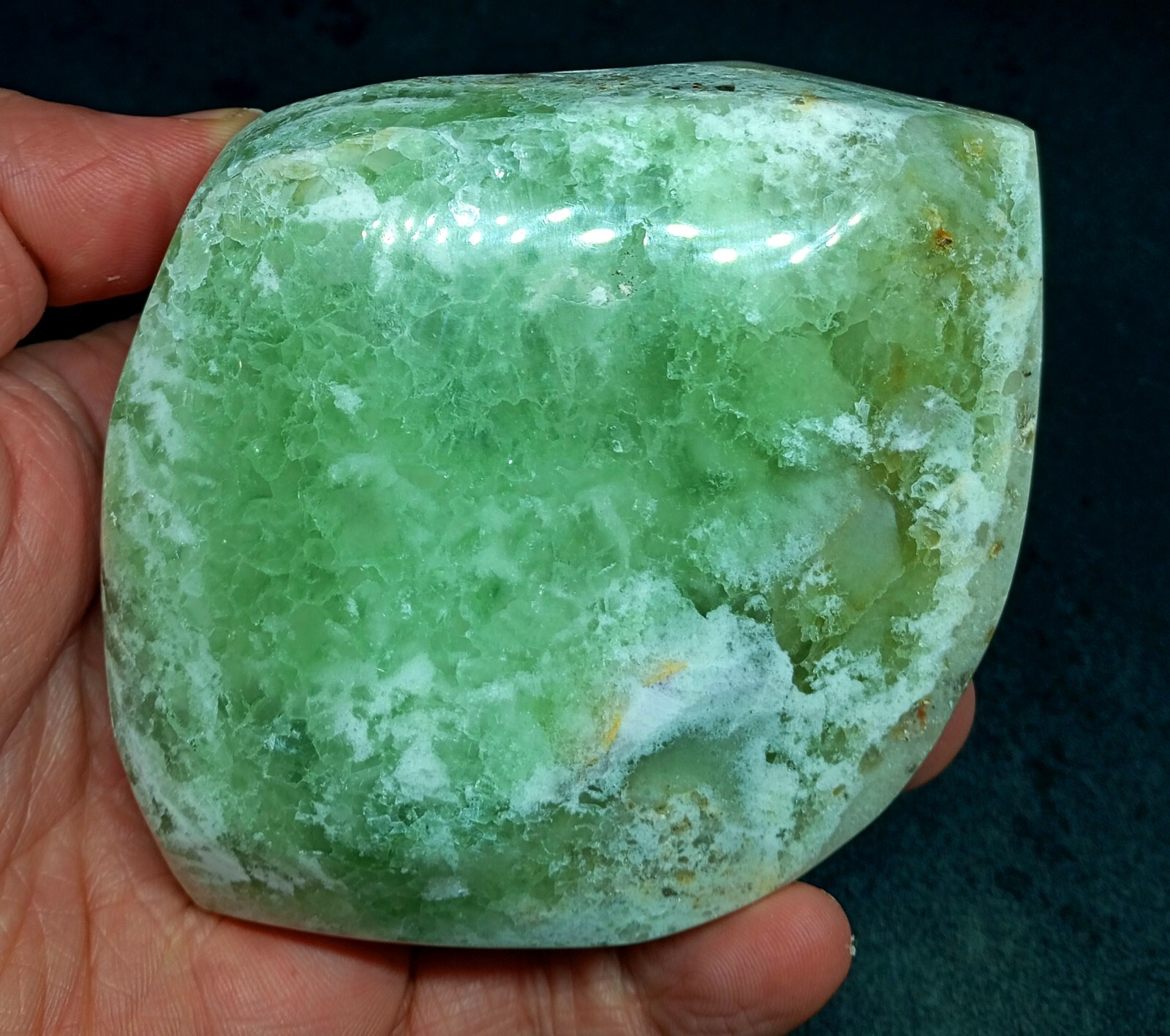 Mirror Polished Triple Color Green Fluorite UV Fluorescent Mineral Specimen-image