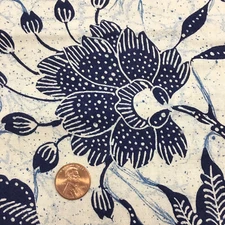 Peter Pan Fabrics 2.5 Yards Batik Jacobian Floral Sewing Quilting Indigo Blue