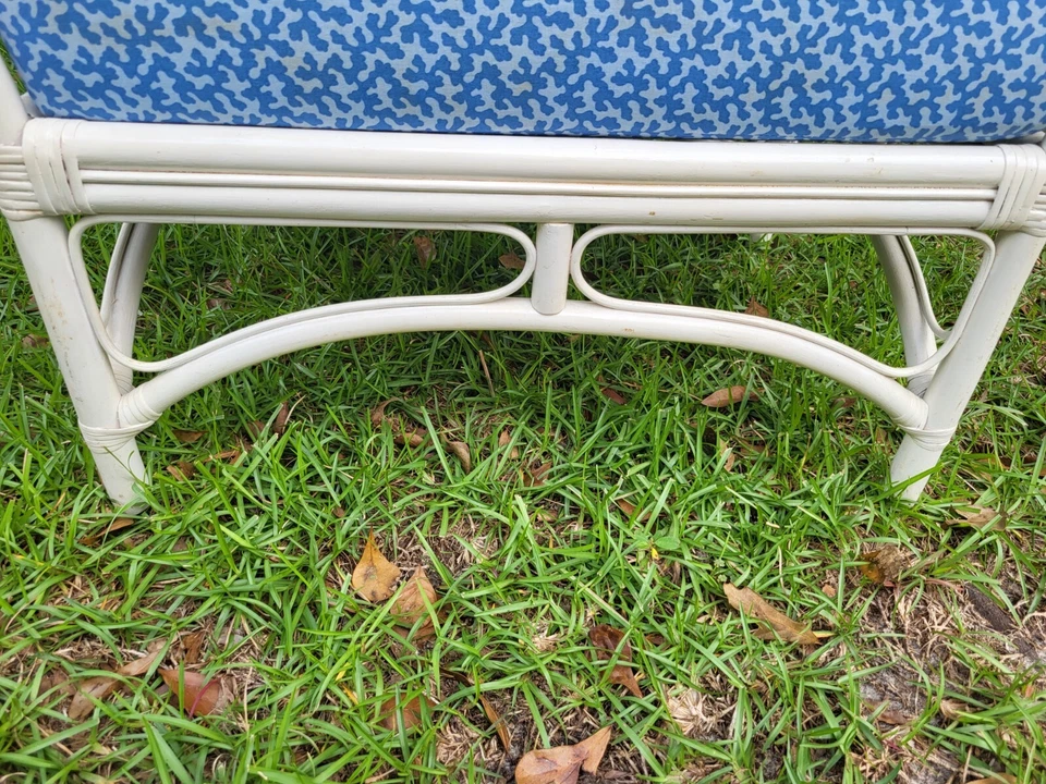 Funda de almohada lavable vintage de banco de ratán Hollywood Regency azul Foto 4 de 4