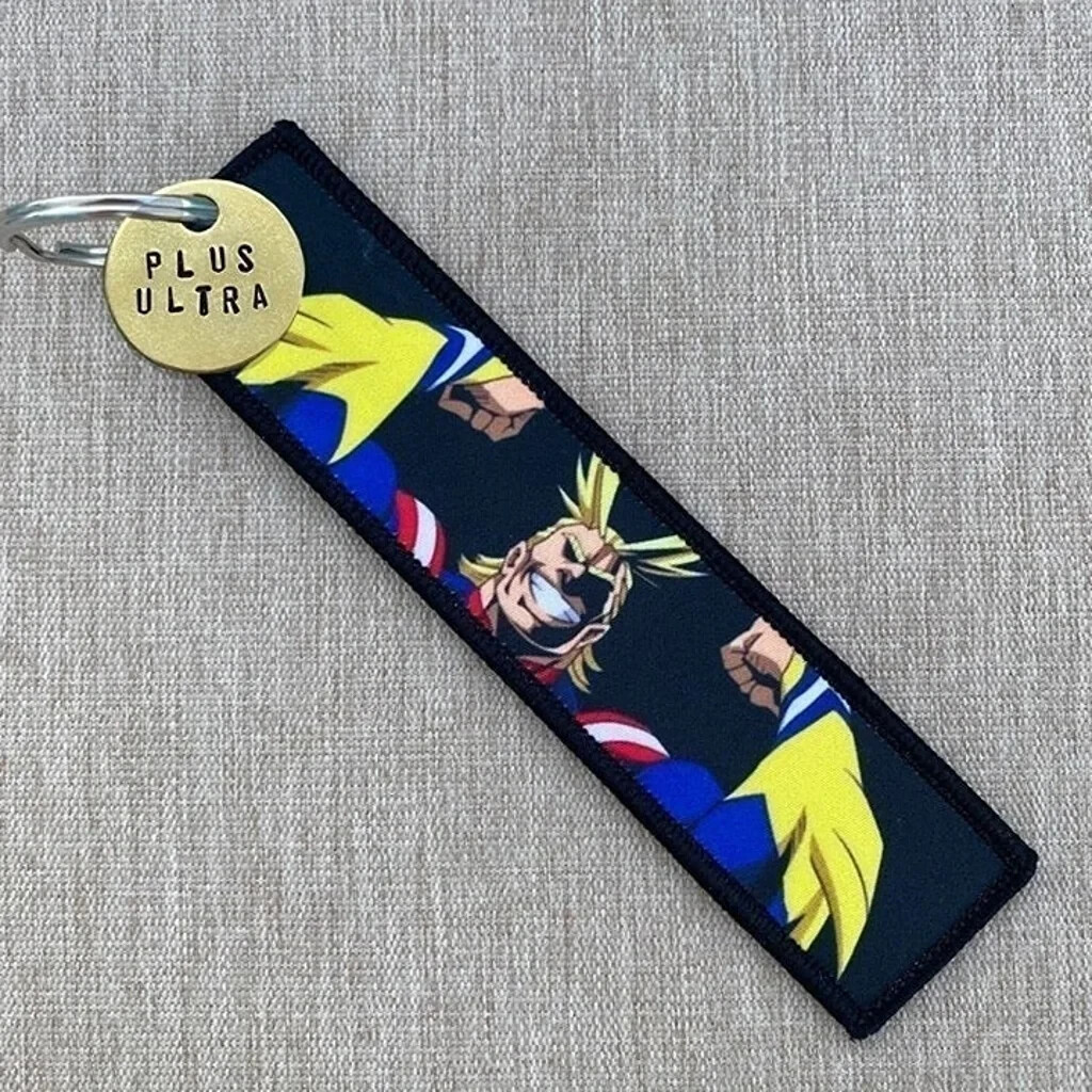 NEW My Hero Academia All Might Jet Tag Keychain + Plus Ultra Brass