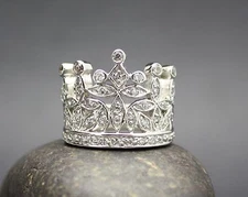 CROWN RING with CUBIC ZIRCONIIA set in .925 STERLING SILVER FAST FREE SHIPPING !