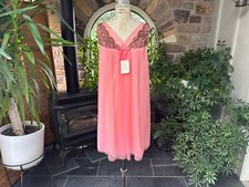 Vintage 1960s Pink Nylon and Brown Lace Fairy Nightgown Vanity Fair Deadstock