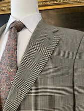 VTG Chaps Ralph Lauren 42R Beige Black Red Glen Check 100 Wool 2Btn Blazer
