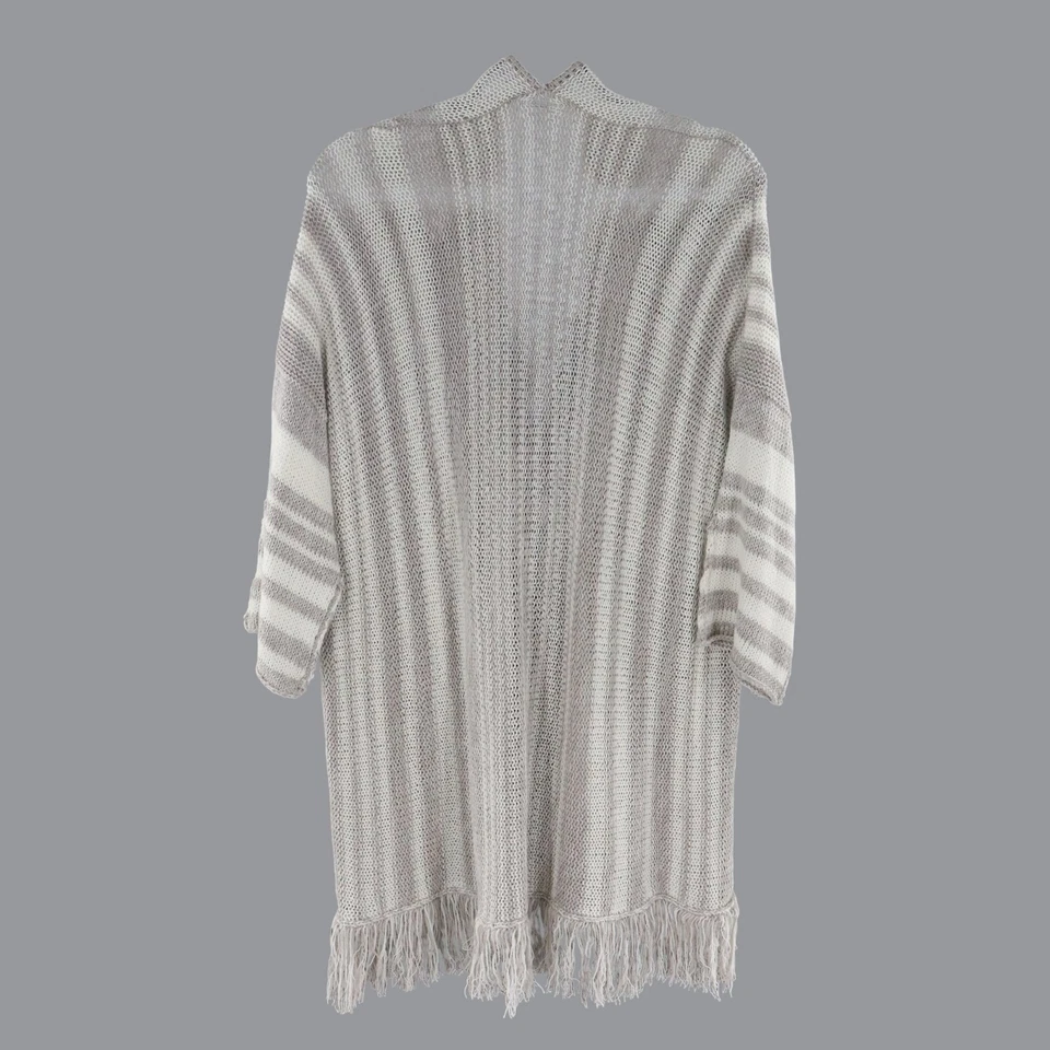 Wooden Ships Fringe Cardigan Women O/S Beige Boho Bohemian Coastal Beachy Travel - Image 3 of 4