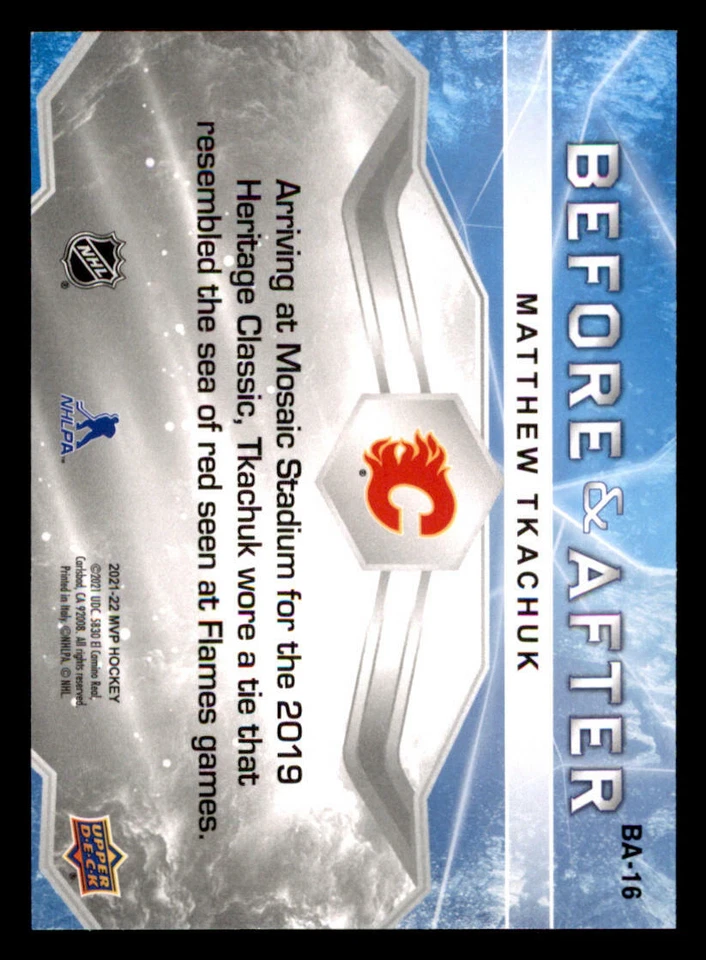 2021-22 Upper Deck MVP Before and After #BA16 Matthew Tkachuk (ref 233184) - Image 2 of 2