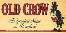 Vintage Old Crow Bourbon Whiskey Ad Reproduction Metal Sign Bar Decor