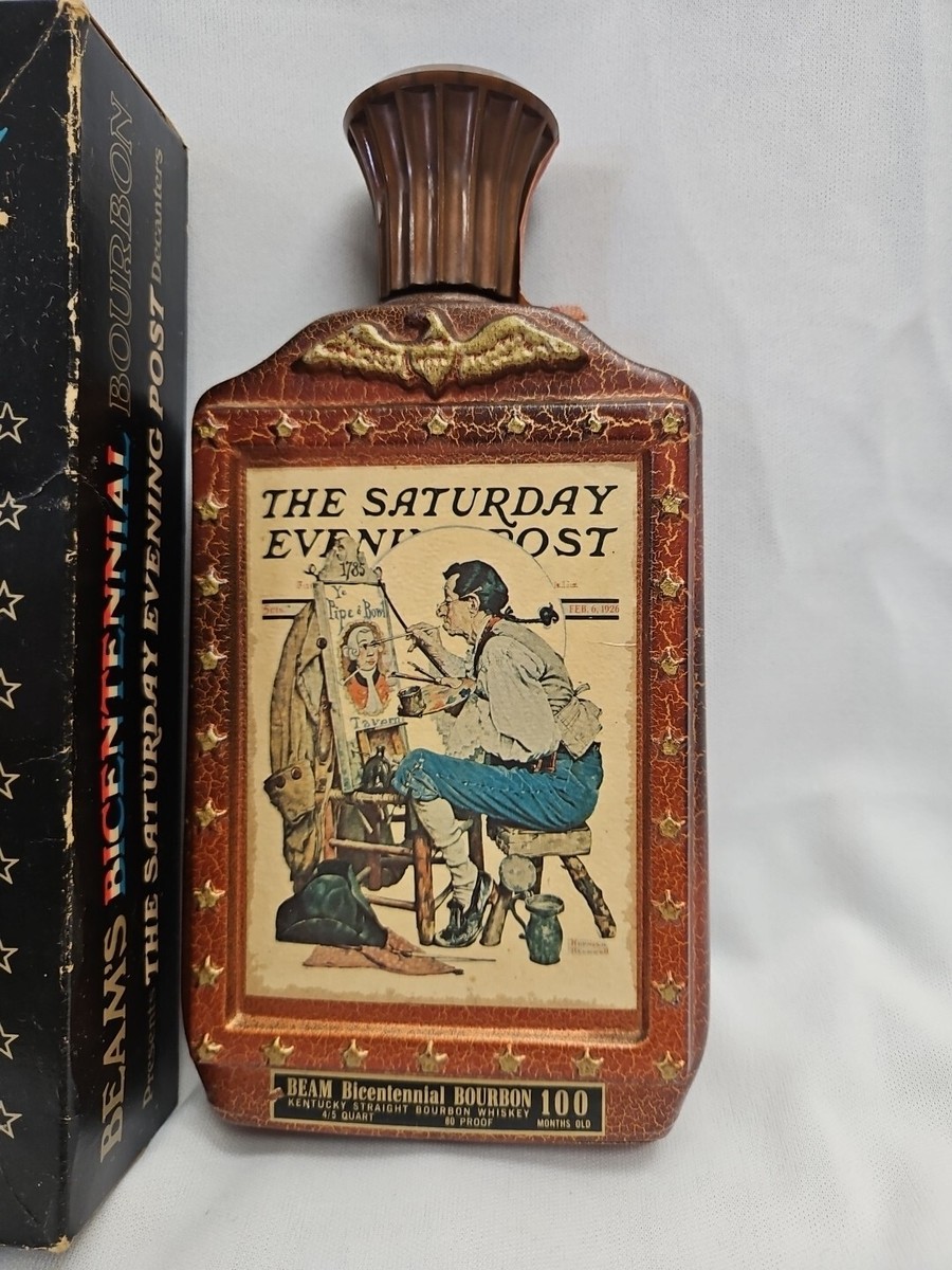 昔の酒瓷缶高35センチ巾26センチ口9.5センチ VTG Jim Beam 1976 Bicentennial Decanter Norman Rockwell