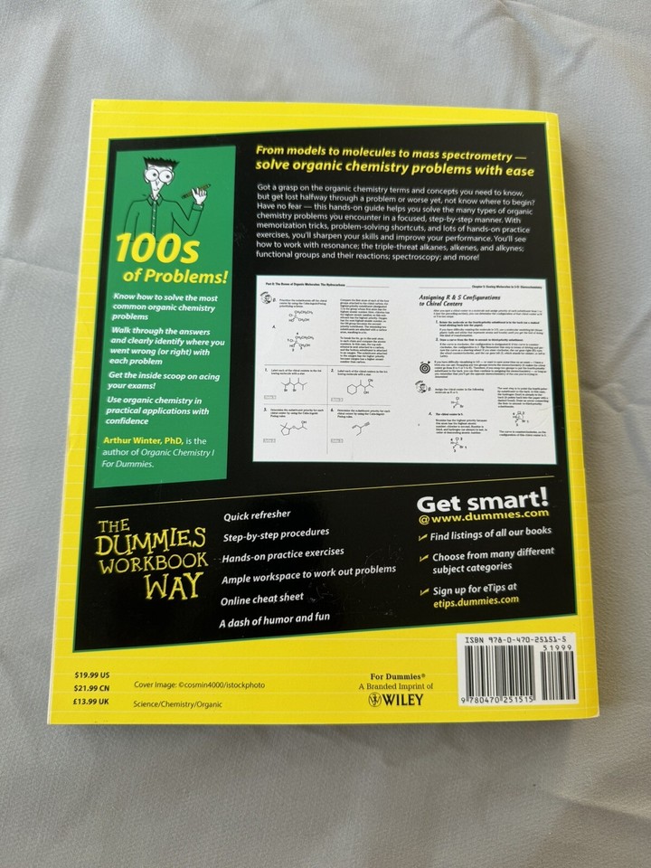 Organic Chemistry I Workbook for Dummies by Arthur Winter (2008, Trade