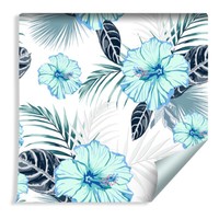 10M Vlies Tapete Rolle TüRkis Hibiskus Tropische BläTter Natur Xxl 914