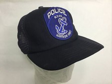 Vintage Dark Blue Hat Snap Back W/POLICE NYPD HARBOR UNIT LOGO PATCH Made In USA