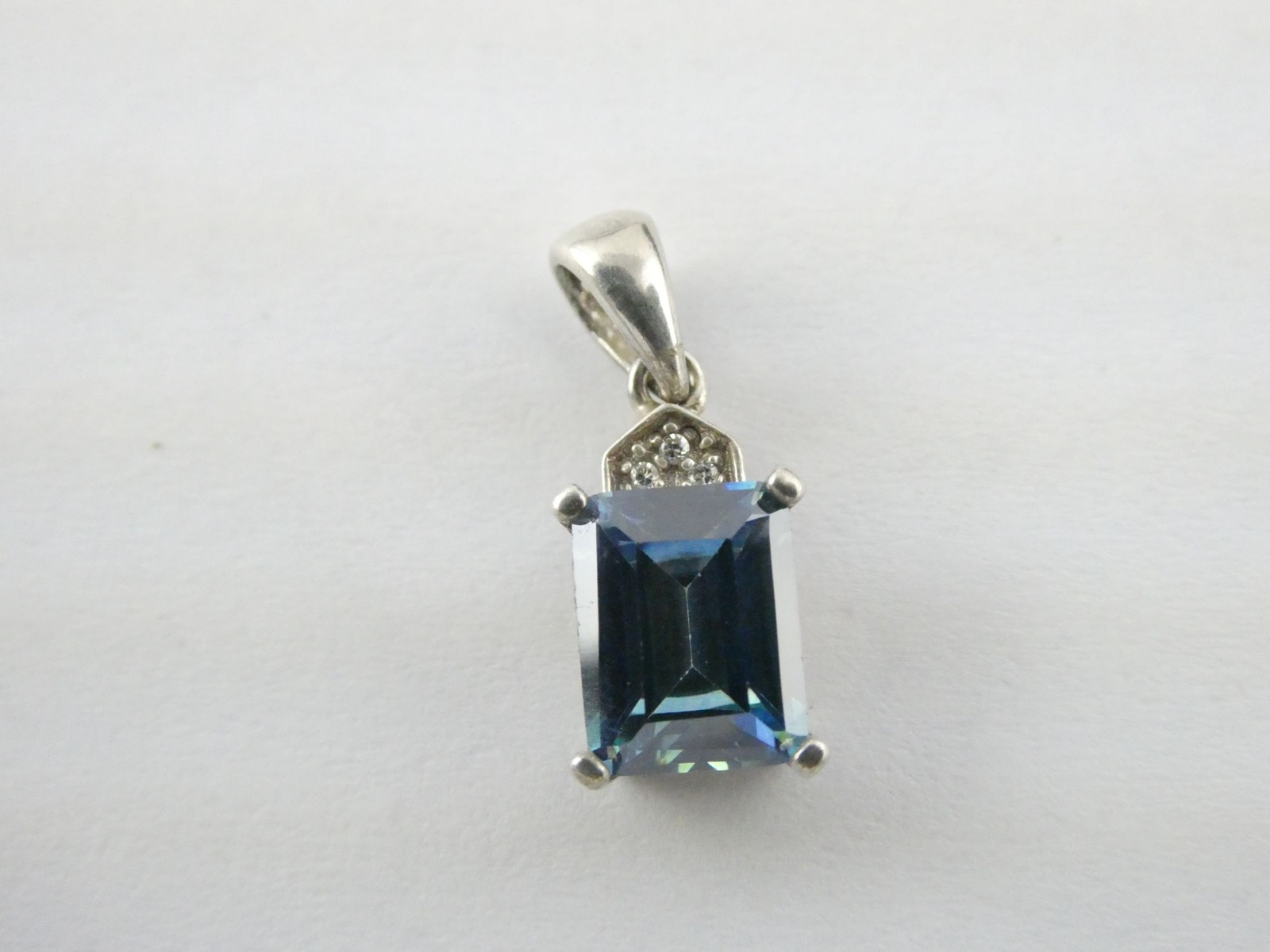 NV Sterling Silver Rectangular Cut Blue Topaz and… - image 2