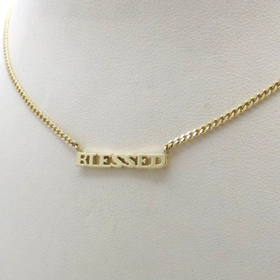 18k Gold Vermeil Sterlingsilber gesegnet Namensschild Anhänger Halskette verstellbar